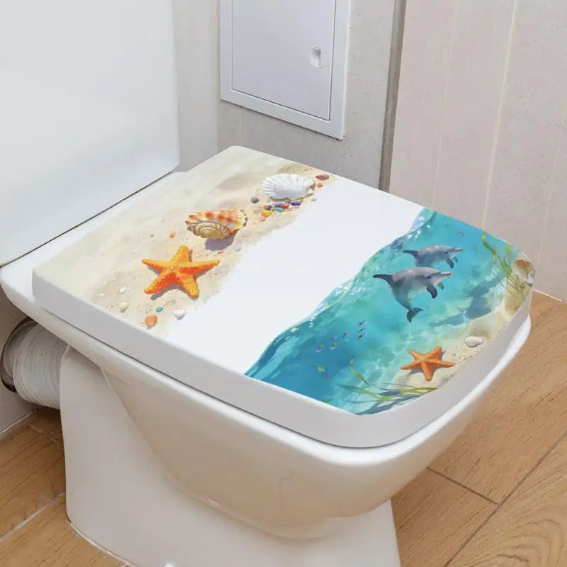 3D Ocean Wave Toilet Decal – Waterproof PVC Bathroom Sticker