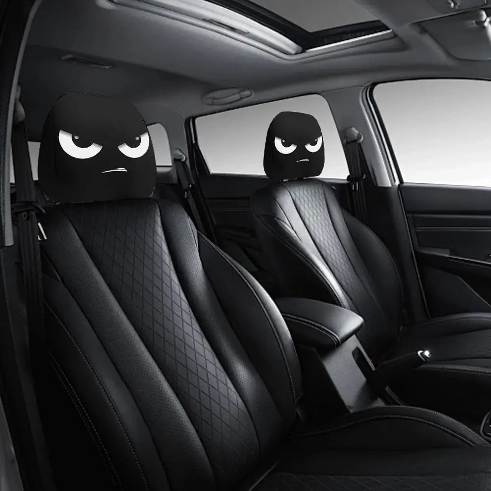 2pcs Universal Cartoon Character Car Pillowcase, Smiley Face Printed Car Headrest Covers, Washable Soft Head Rest Protector Oasis Select