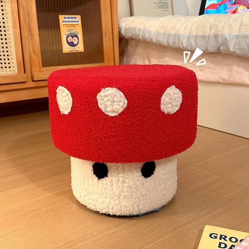 Mushroom Stool Dice Solid Wood Creative Cute Sitting Stool Bench Shoe Change Chair Living Room Furniture Home Decoration Oasis Select