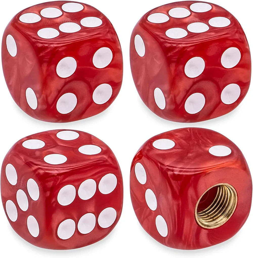 4PCS Pearl Pattern Dice Tire Valve Stem Caps Universal Tire Valve Stem Covers for Cars, SUV, Trucks, Bikes, Motorcycles Bicycles Oasis Select Red