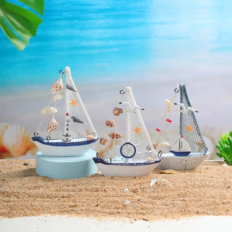 Wooden Sailboat Ornaments,shell,boat Rudder,anchor,lighthouse,seabird Decoration Boat,Home Room Children's Room Decoration Gift Oasis Select