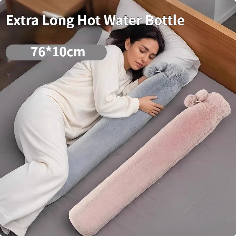 NEW 76*10cm Extra Long Hot Water Bottles Bag Leak-Proof Hot Water Filling Plush Winter Electric-Free Bed Heater Hand Foot Warmer Oasis Select