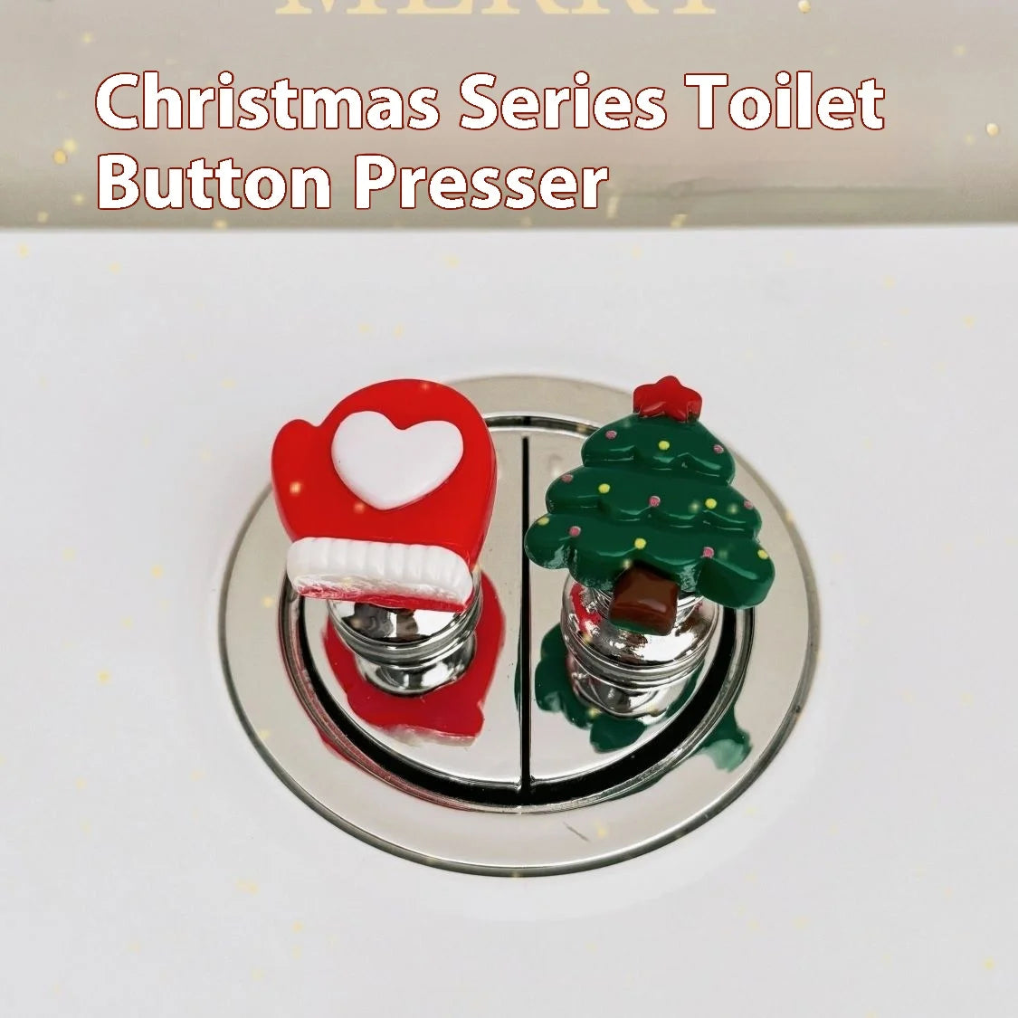 Christmas Series Toilet Press Button Christmas Tree Creative Toilet Water Tank Switch Button Cute Toilet Sticker Oasis Select The Glove Tree