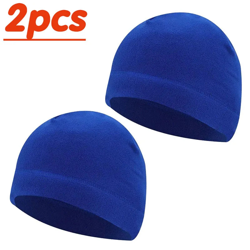 1/2pcs Men'S And Women'S Windproof Fleece Bean Hat For Autumn And Winter, Soft And Comfortable Skiing And Cycling Hat Oasis Select blue-2pcs
