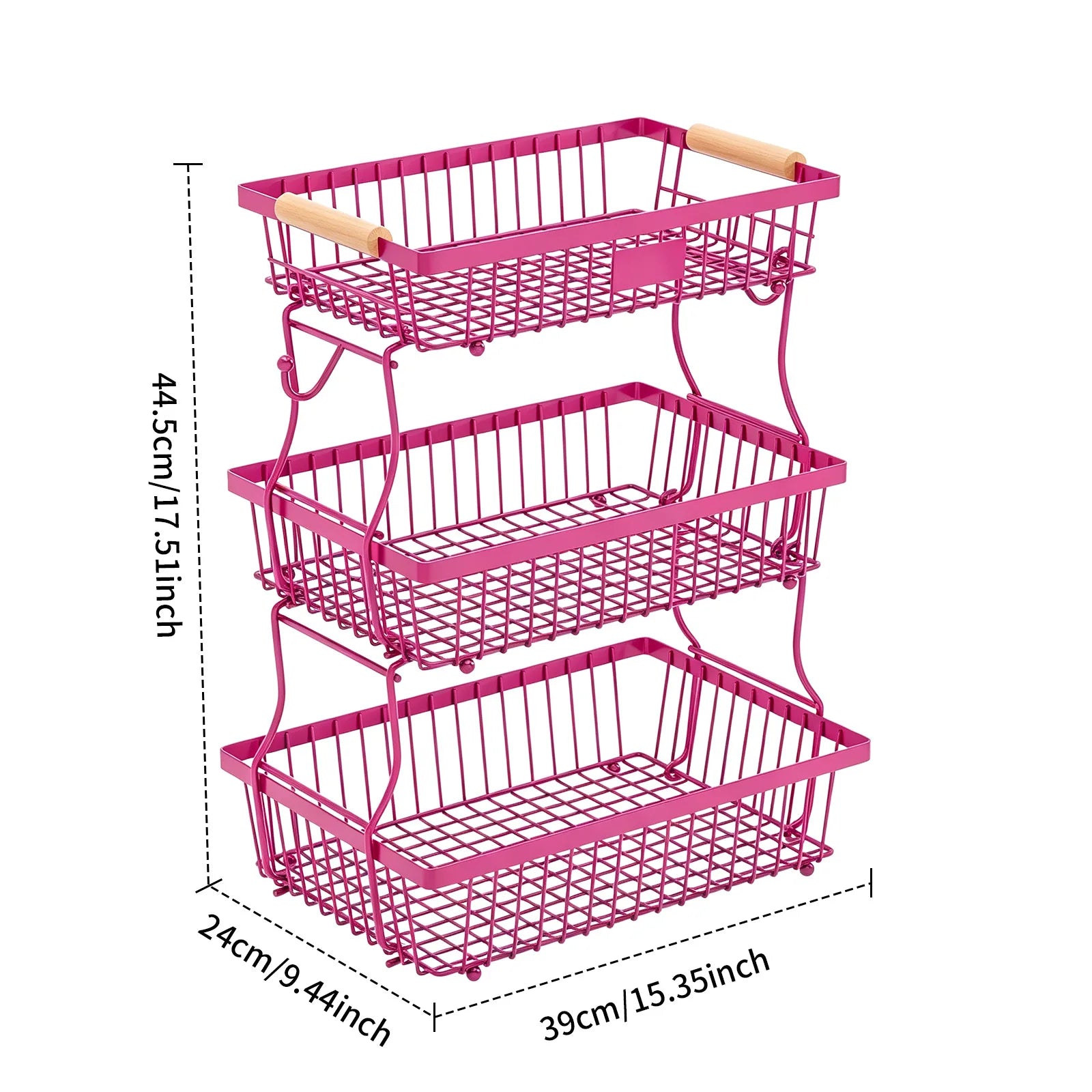 Fruit basket restaurant snack storage fruit basket wrought iron kitchen countertop removable fruit and vegetable storage basket Oasis Select Rose red three