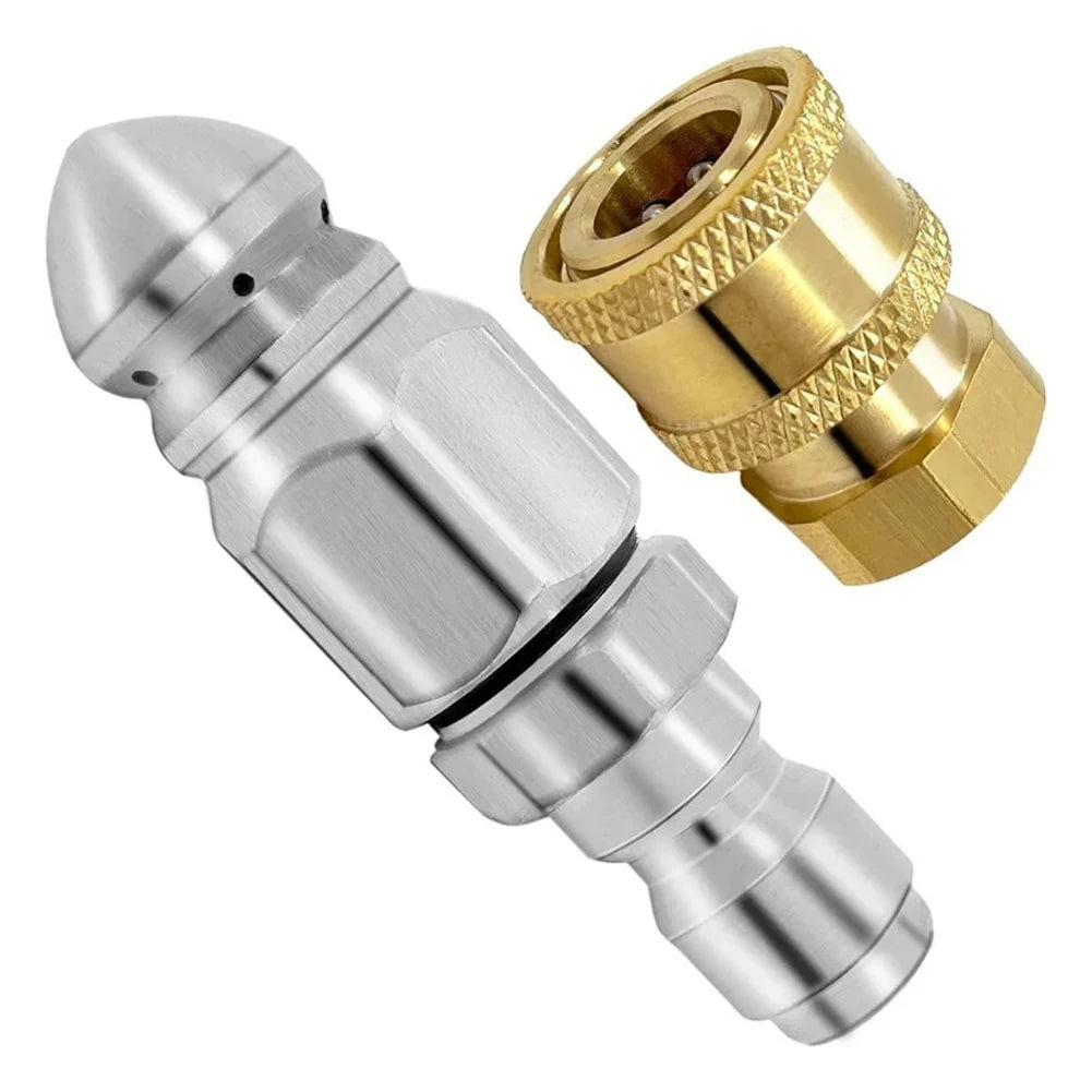 Sewer Jetting Nozzle 5000PSI With 1/4" Quick Connect Drain Cleaning Nozzle Kit Drain Hose Nozzle Tool Oasis Select