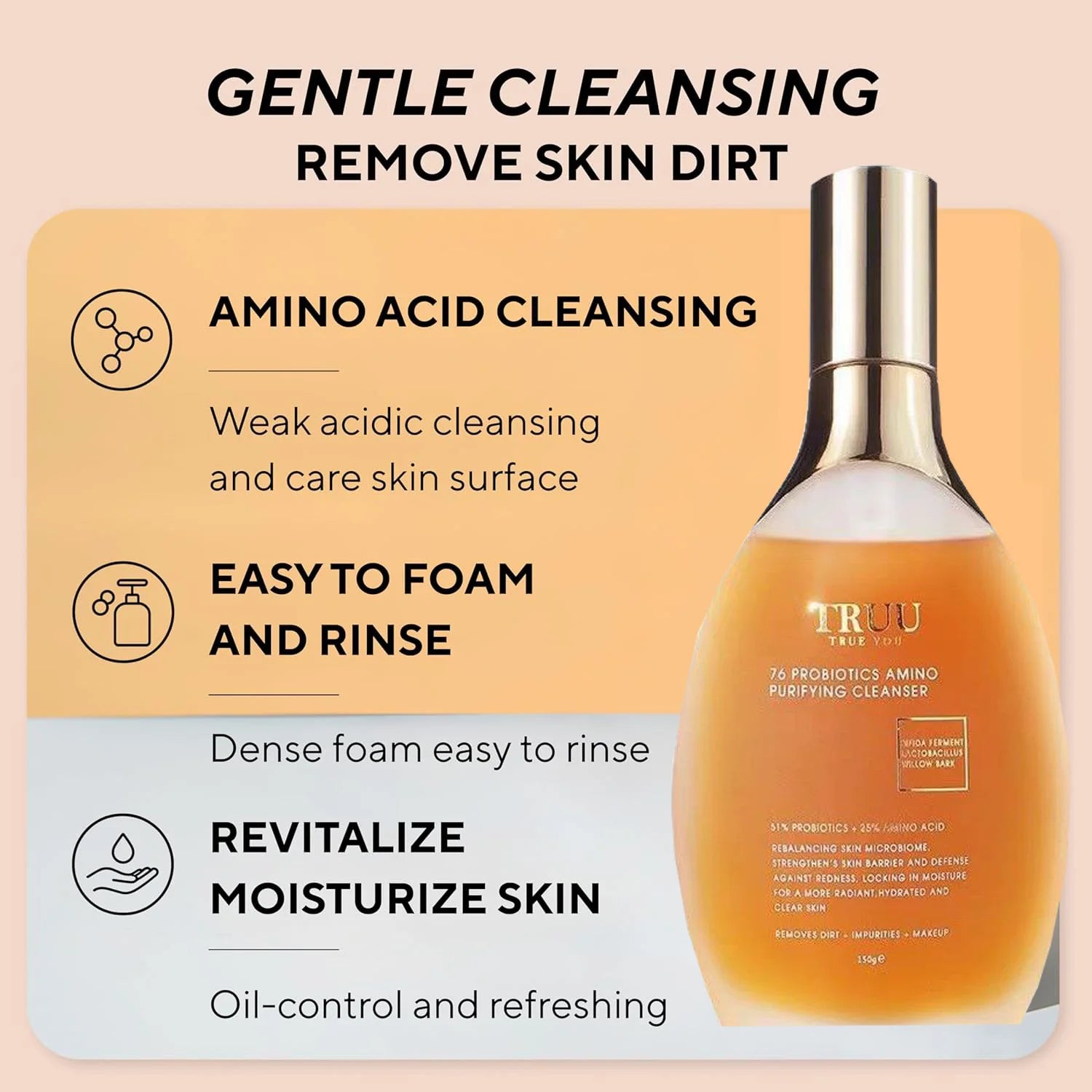 Probiotic & Amino Acid Foaming Face Wash | Vegan Cleanser 150g