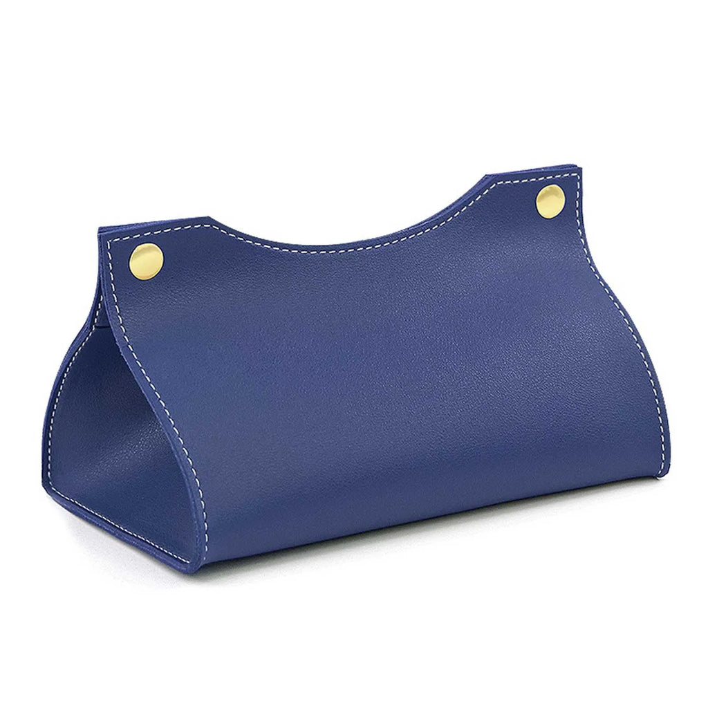 Tissue Box Holder Home Living Room Coffee Table Desktop Simple Napkin Box Kitchen Storage Paper Box PU Leather Organizers Oasis Select Blue