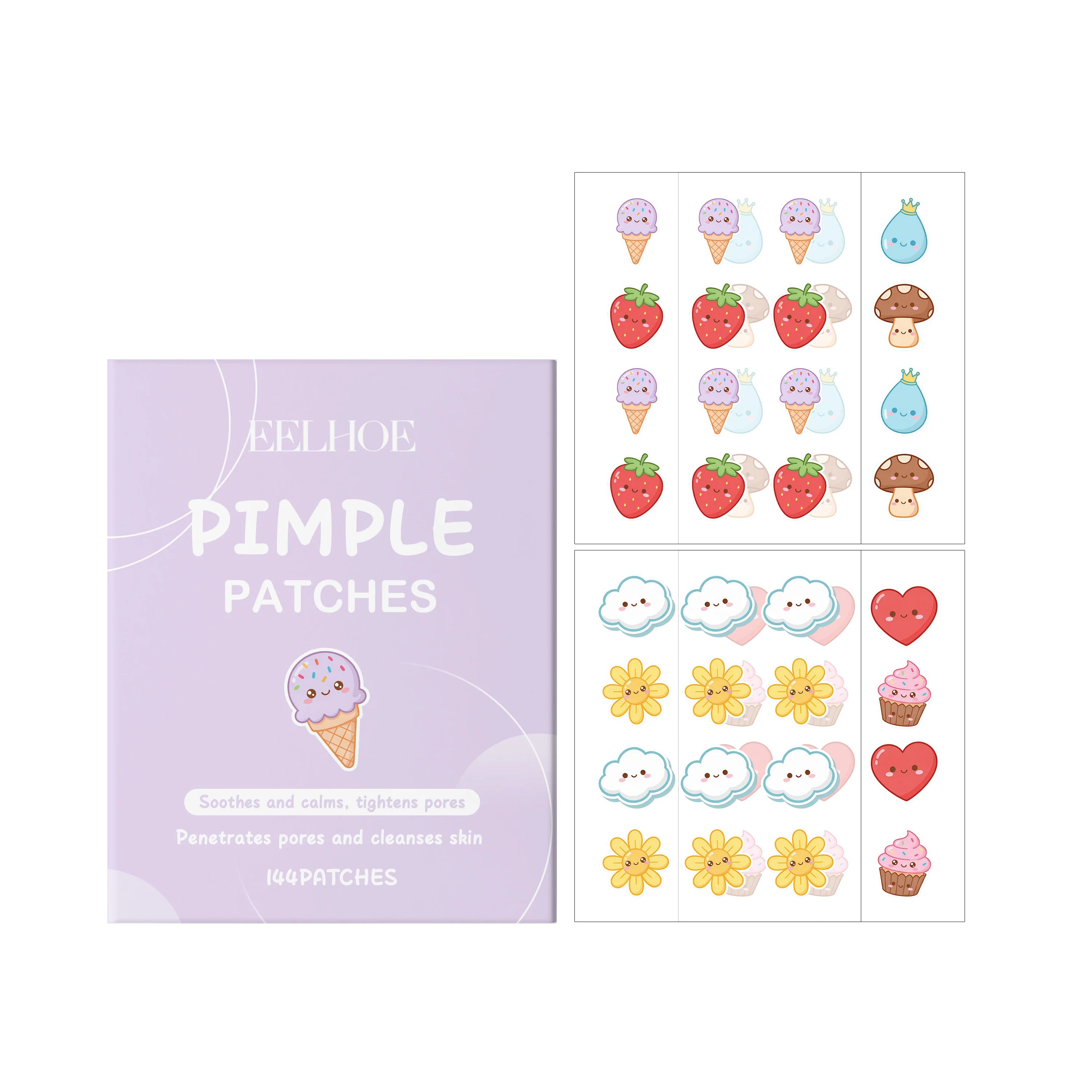EELHOE 144-Pack Cartoon Pimple Patches – Acne Spot Treatment Acne Pimple Patches Oasis Select 144PATCHES