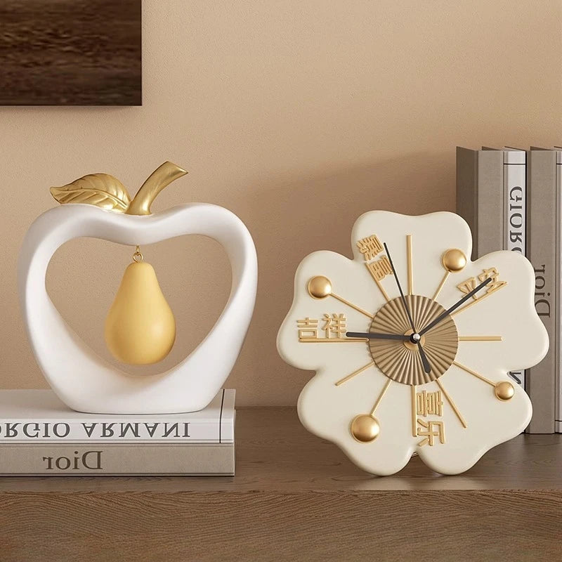 Lucky Flower Clock Ornament Entrance Hall Desktop Home Living Room Entrance Hall Bedroom Clock Decoration Table Clock Oasis Select 2-piece set