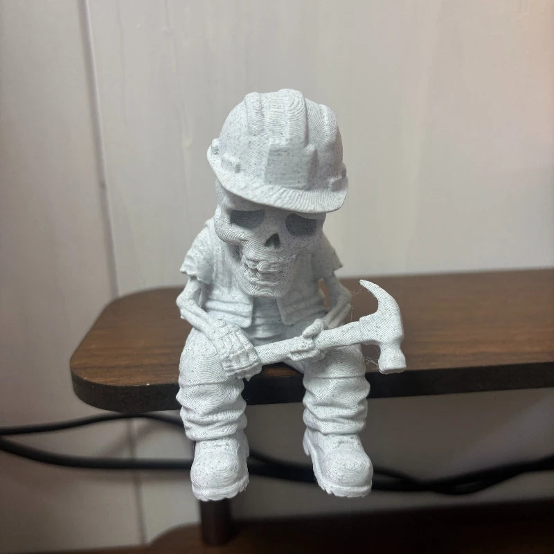 Hand Hammer Labor Worker Skull Mini Figurines 3D Printed Diligent Worker Skeleton Shelf Sitter Statue Home Desk Ornaments Decor Oasis Select construction worker4 tall 10cm