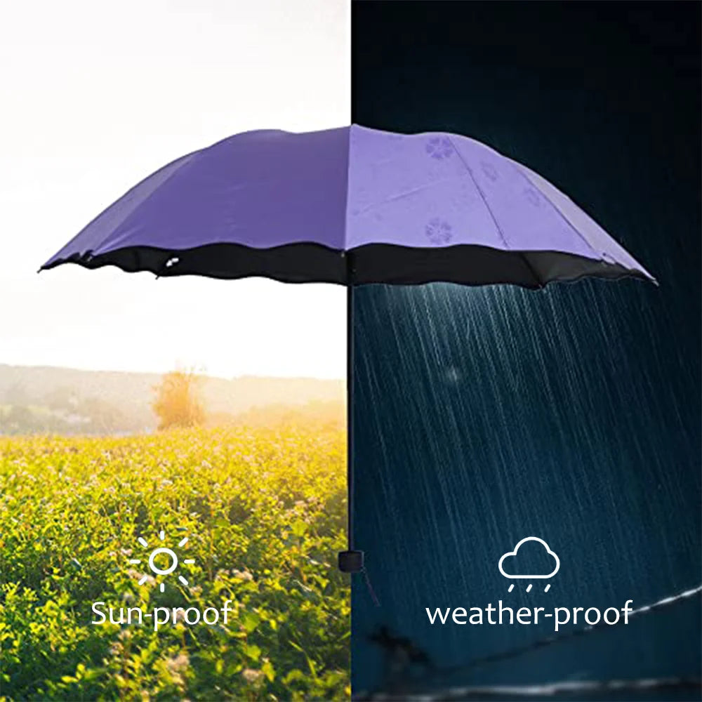 Magic Folding Umbrella with Rainwater Pattern Windproof and Sunshade Umbrella Outdoor Sports UV Protection Umbrella Oasis Select