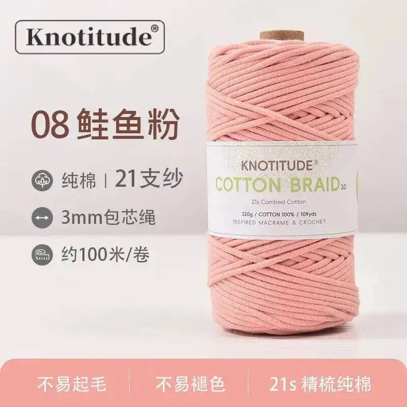 3mm Macrame Braid Cotton Cord 109Yards Pure Cotton Rope For Bracelet Knots, DIY Craft Making 100m Oasis Select Salmon Powder 3.0mm 100m