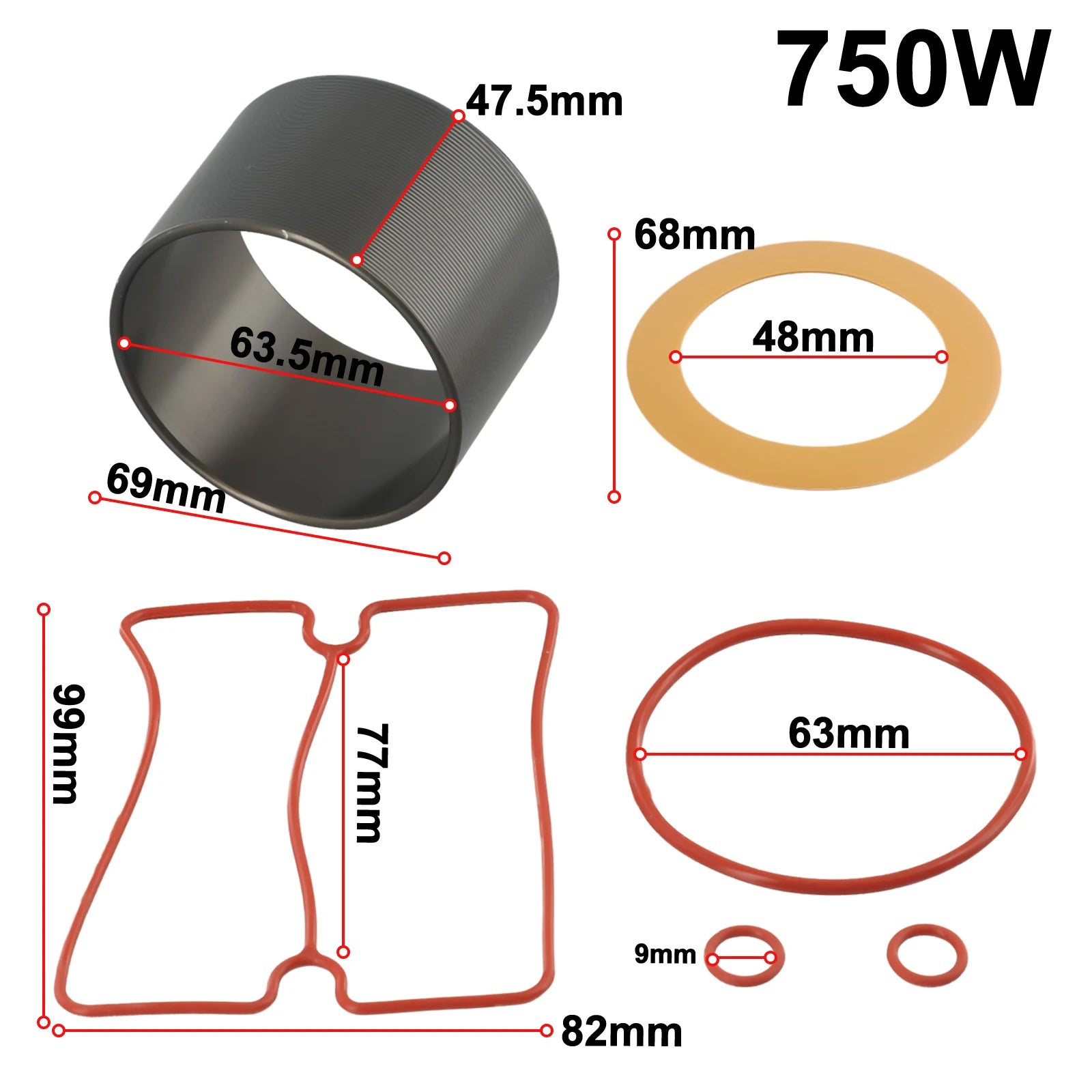 Air Compressor Oil Free Cylinder Sleeve Piston Cylinder Ring Kit 550W 750W 1100W 1500W For Air Compressor Accessories Oasis Select