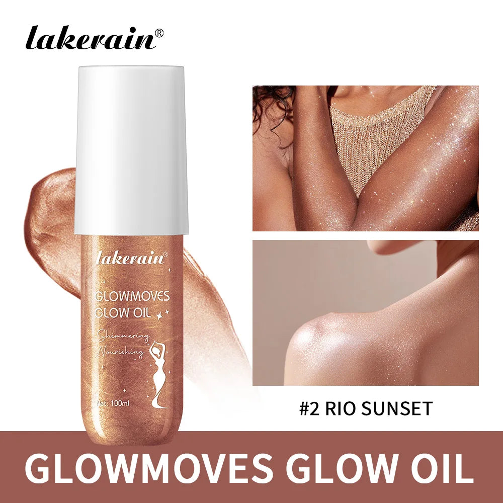 Lakerain 100ml Glowmoves Glow Oil Long Lasting Smoothing Nourishing Deep Moisturizing Shimmering Non-greasy Body Care Glow Oil Oasis Select