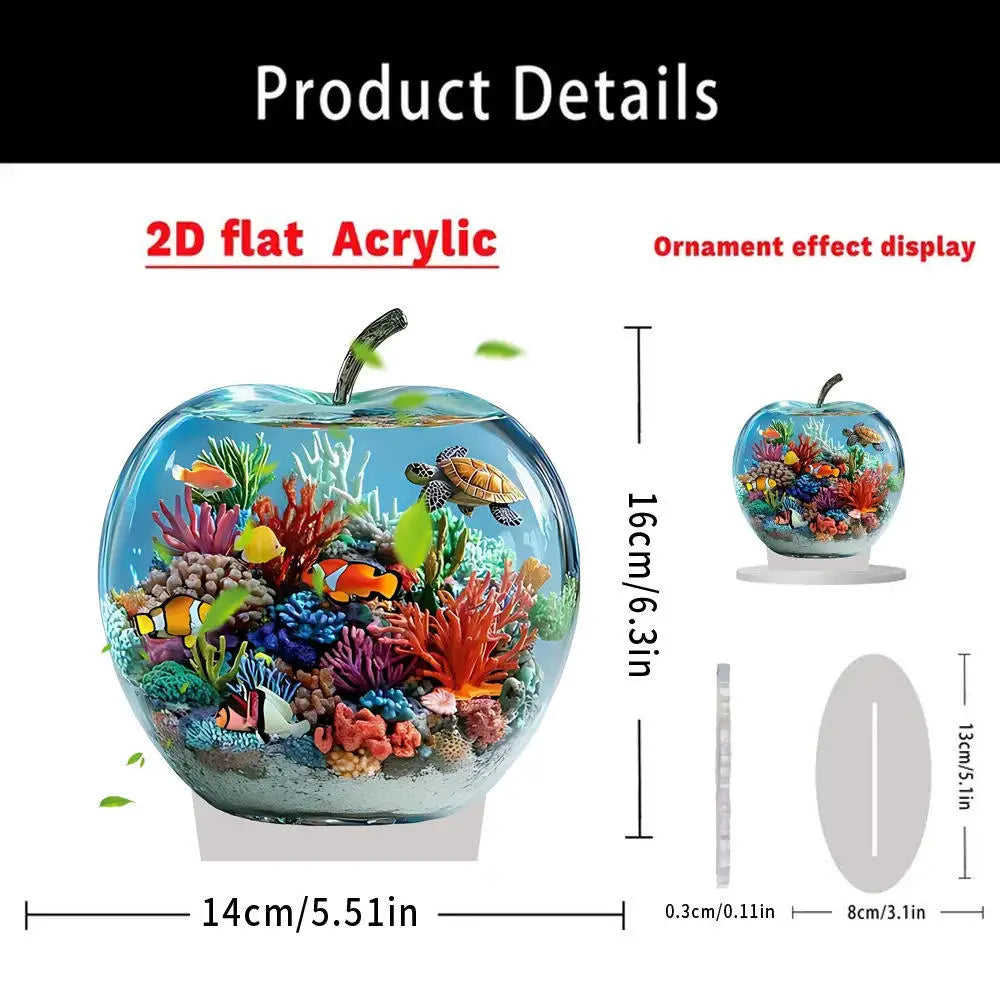 2D Acrylic for Apple Landscape Pattern Decorative Ornament for Home Living Room Entrance Tabletop Decoration Oasis Select 05