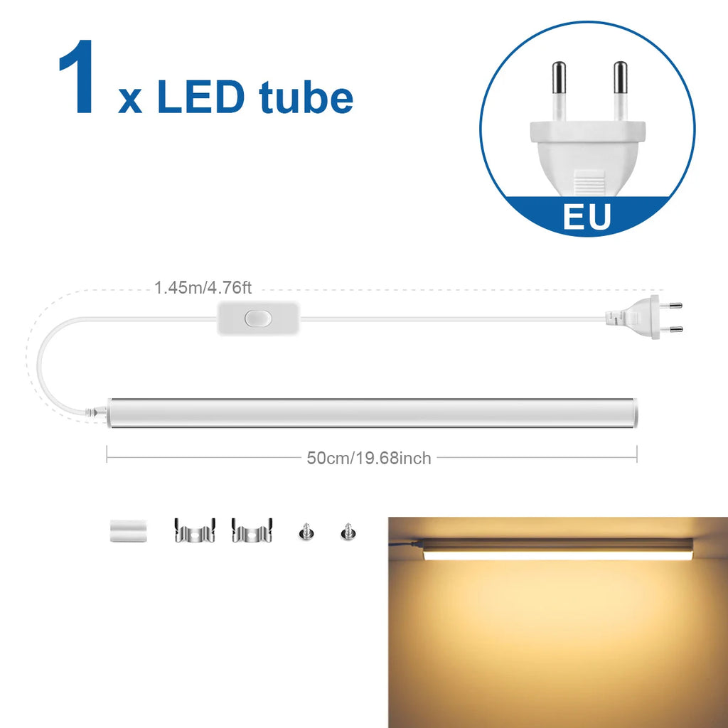 15W T5 LED Tube Light 50cm, Energy-Saving 50%, No Flicker, 3 Colors, Instant On, for Home/Office/Shop, 50K Hours Long Life Oasis Select Warm White EU Plug