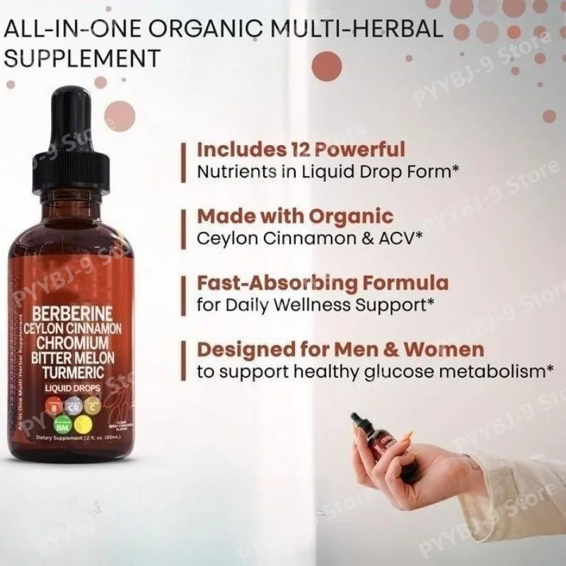 Berberine Chromium Turmeric Ginseng Liquid Drops 60ml Herbal Liquid Drops Oasis Select