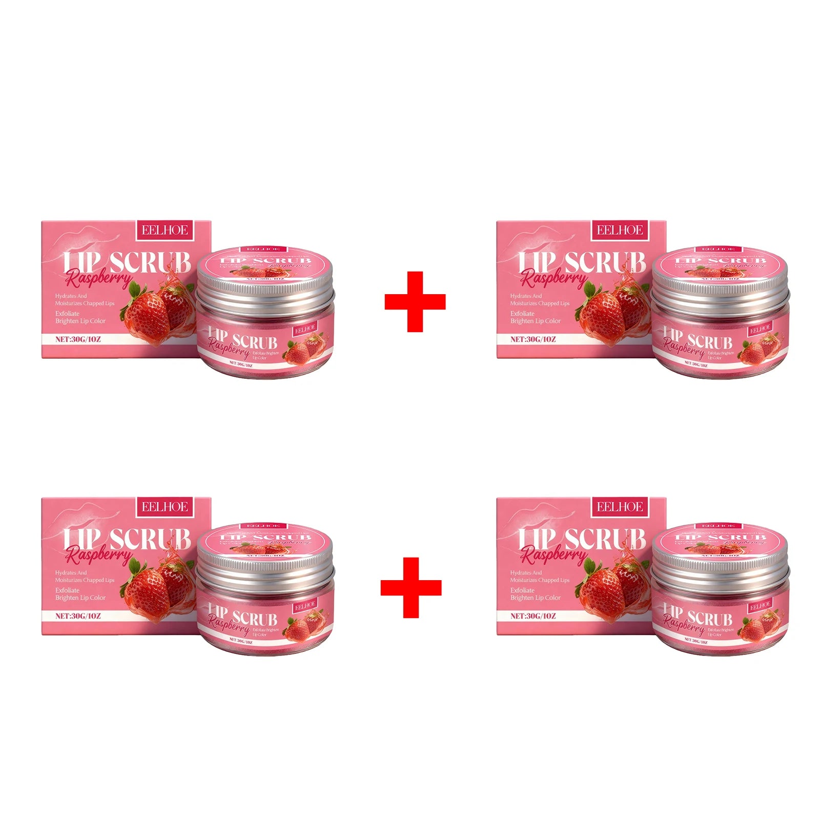 Strawberry Lip Scrub Exfoliating Preventing Drying Cracking Improve Dullness Remove Dead Skin Moisturizing Brightening Lip Care Oasis Select 4PCS