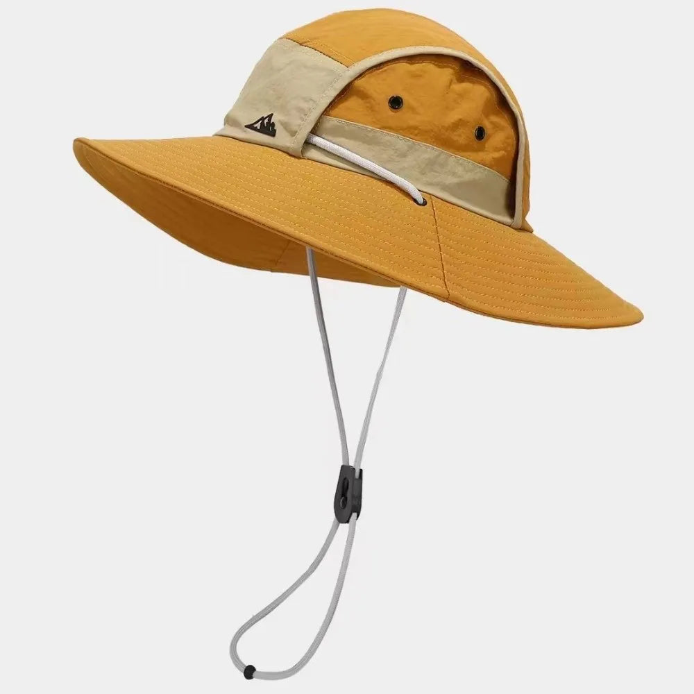 Unisex Large Brim Fisherman Hat Breathable Quick Drying Visor Cap Lightweight Foldable Sun Protection Hat Oasis Select Yellow