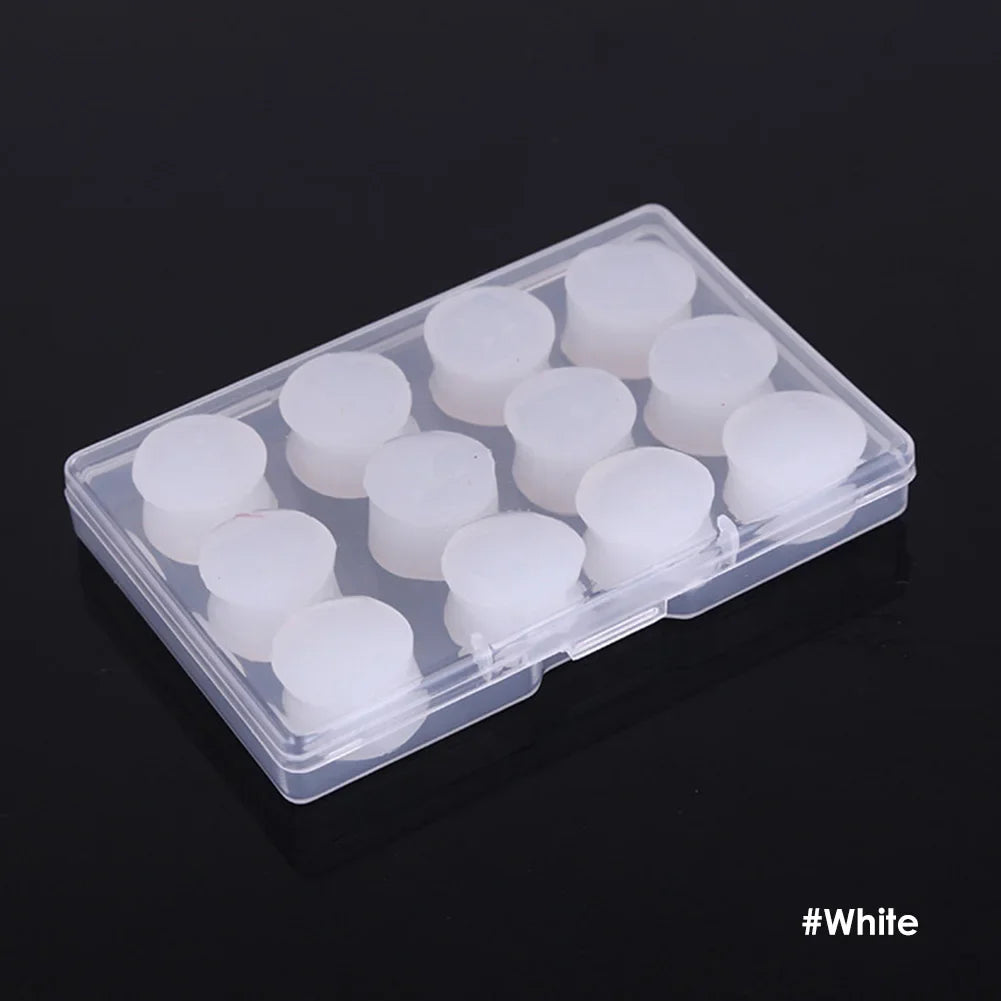 12Pcs Silicone Sleeping Ear Plugs Noise Reduction Anti Snore Sound Insulation Earplug Sleep Ear Protection Reusable Ear Plugs Oasis Select WHITE