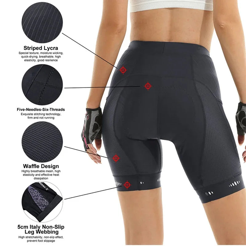 X-TIGER Women's Cycling Shorts Competitive Sponge Pad MTB Mountain Road Bicycle Shorts with Side Bags Summer Cycling Bib Shorts Oasis Select