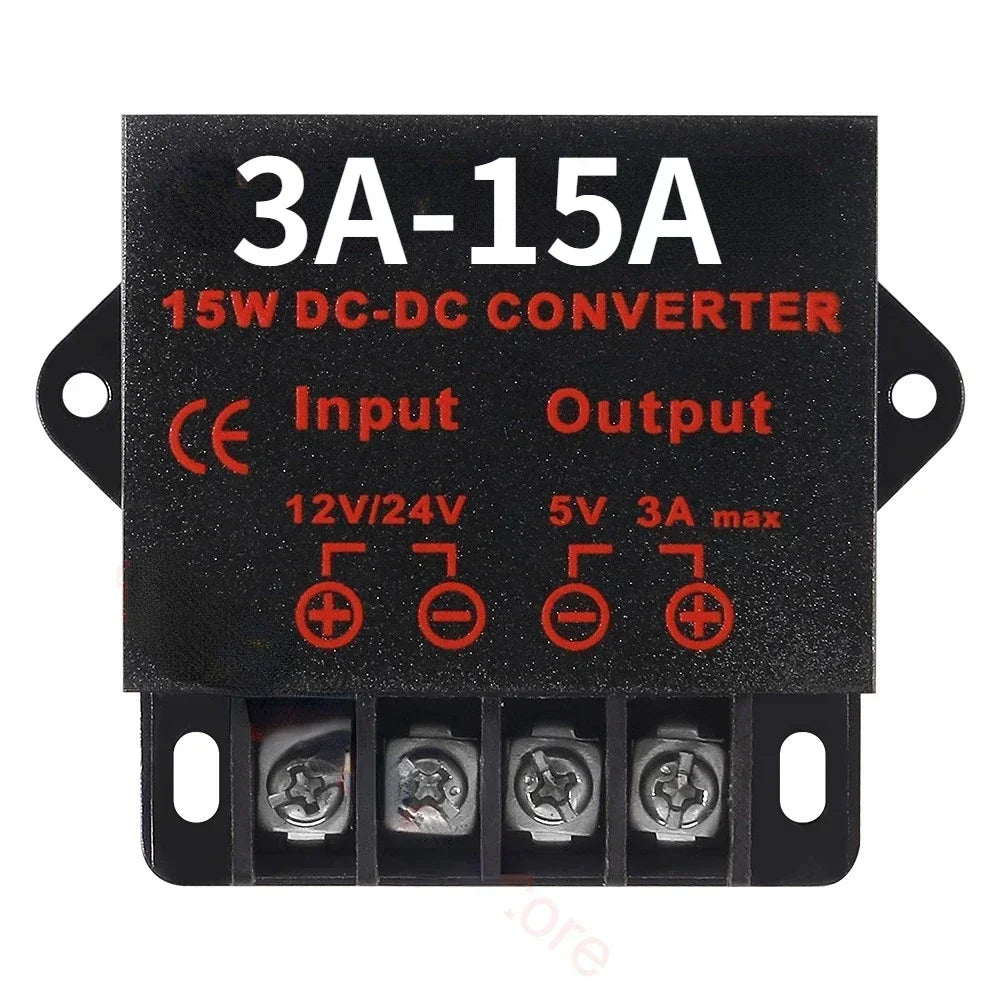 12V/24V to 5V 5A 15AMP 3A 10A 24V to 5V 12V to 5V 15A Car Step Down Reducer DC Converter Voltage Regulator for Car Oasis Select