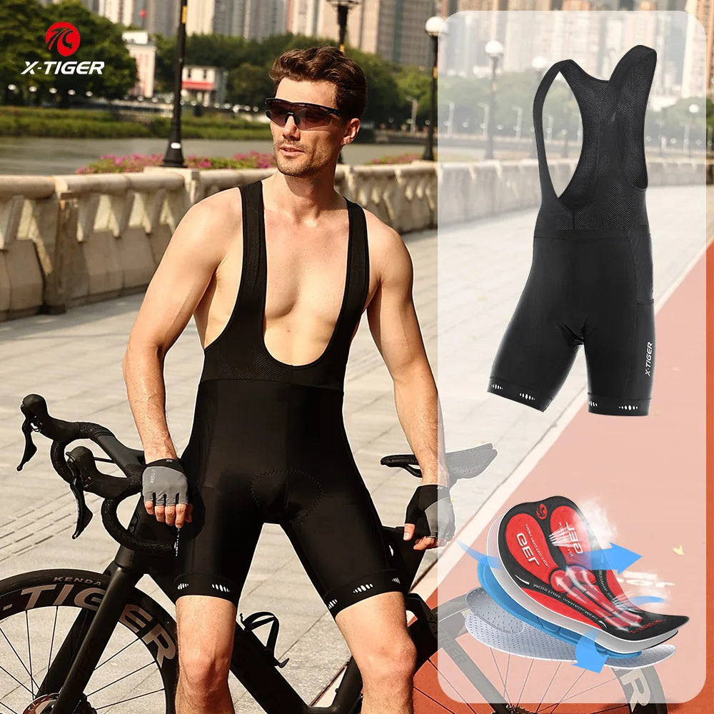 X-TIGER Men's Cycling Bib Shorts 5D Padded 3 Pockets Breathable Quick Dry Road Mountain Bike Pants For Long Rides Oasis Select