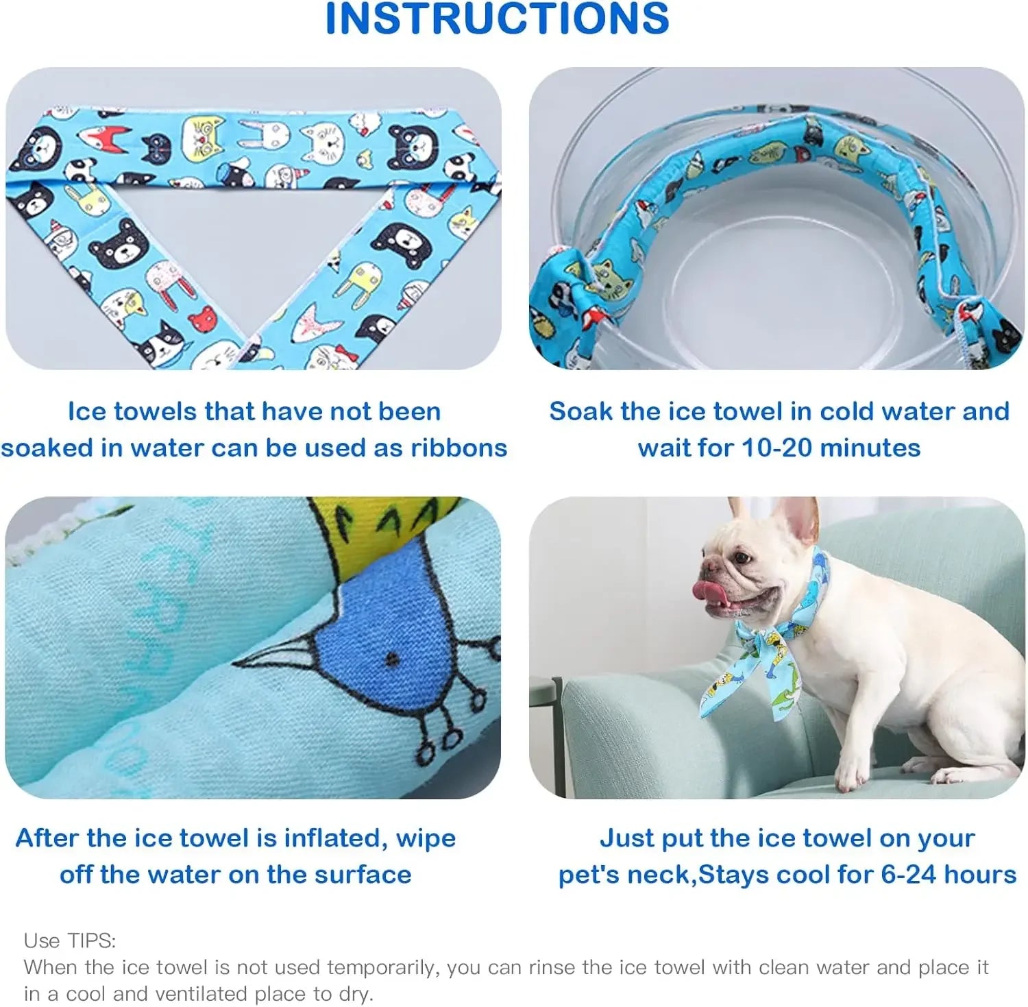 Pet Cooling Scarf Ice Collar for Cats Dogs Summer Heat Relief Outdoor Travel Accessory with Breathable Cartoon Design Oasis Select