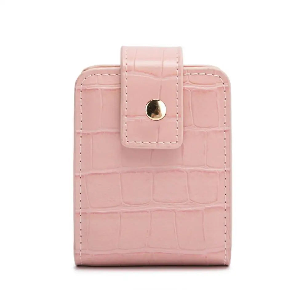 PU Leather Lipstick Case with Mirror – 3-Slot Travel Organizer Lipstick Travel Case Oasis Select Pink