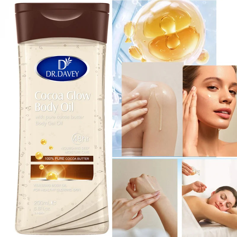 DR.DAVEY Cocoa Glow Body Oil 200ml – Hydrating Skin Care Oil
