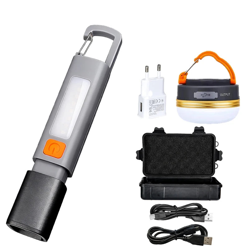 Zoomable XPE COB LED Flashlight | IPX7 Waterproof Rechargeable