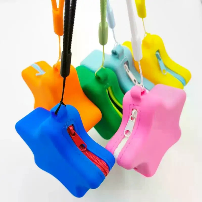 Creative Silicone Coin Purse Portable Zipper Cosmetic Bag Starfish Shape Earphone Bag Women Girls Multifunction Storage Bag Oasis Select