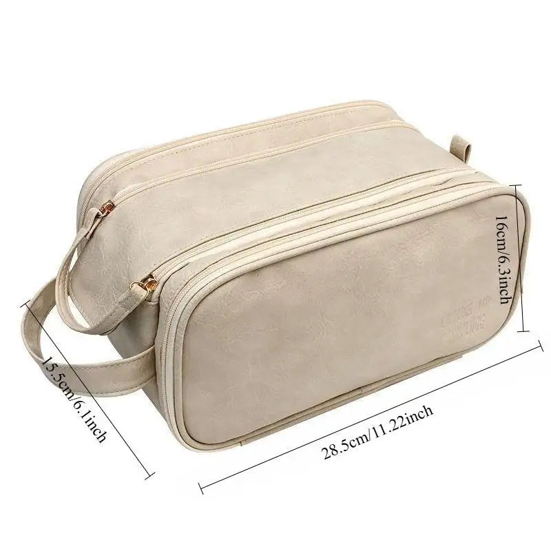 Leather Large Capacity Travel Cosmetic Bag Portable Women Makeup Case Waterproof Multifunctional Toiletry Organizer Storage Bag Oasis Select