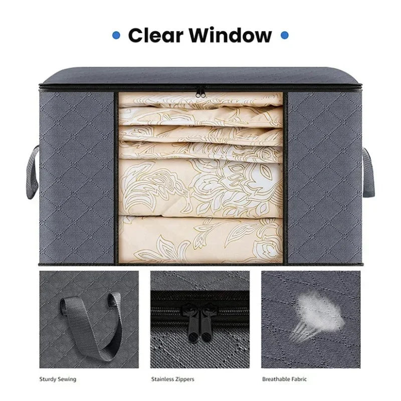 Blanket Storage Closet Organizers and Storages Clothes Storage Bag Foldable Storages Bin Sturdy Sewn By 3 Layers Fabrics Oasis Select