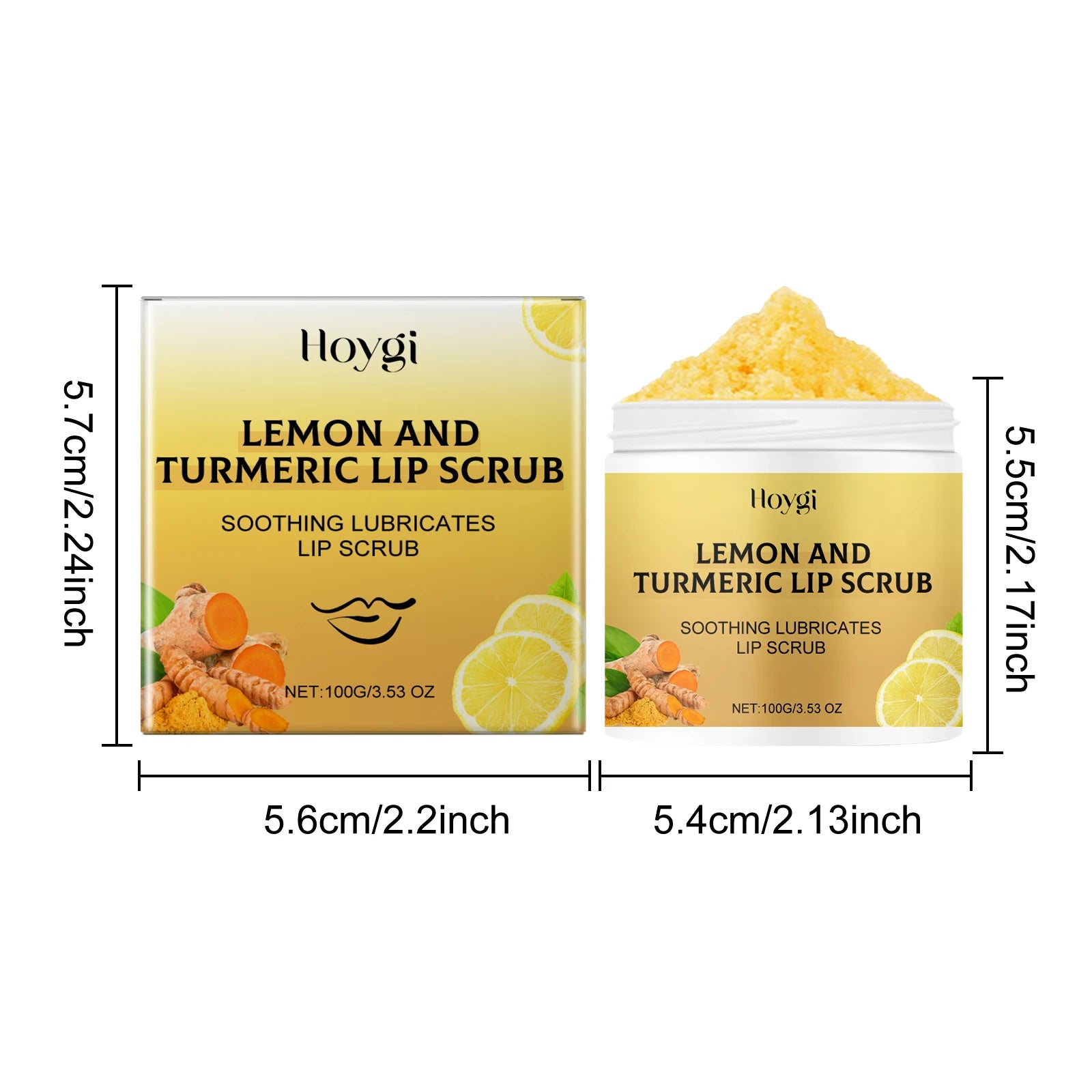 Hoygi Turmeric Lemon Lip Scrub – Exfoliate & Brighten Lips Lip Scrub Oasis Select