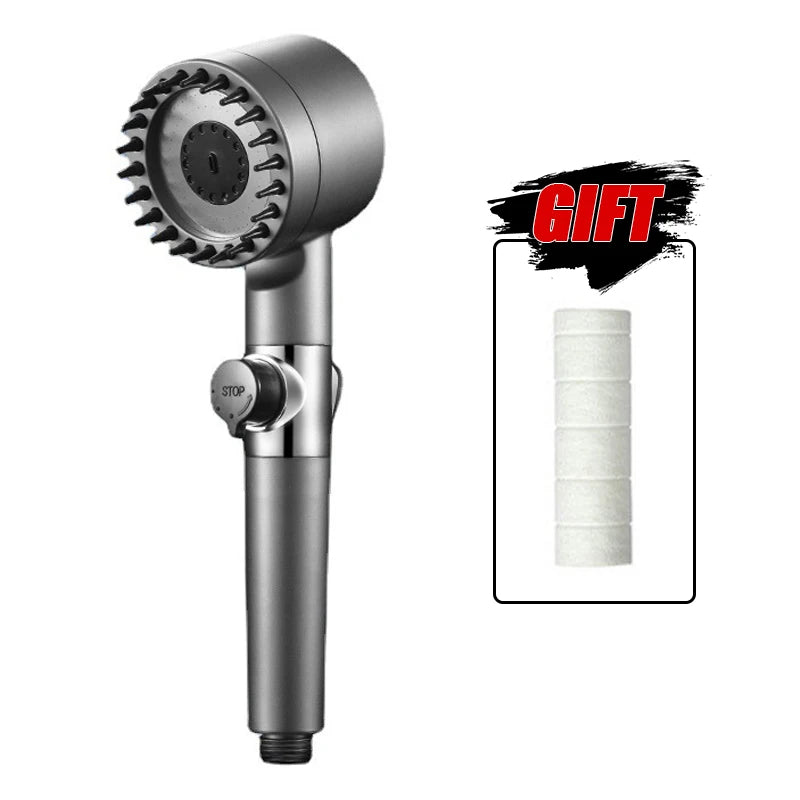 High-pressure shower head with massage brush filter 3 modes adjustable water spray Rain shower faucet Bathroom accessories Oasis Select Shower head set-A As shown