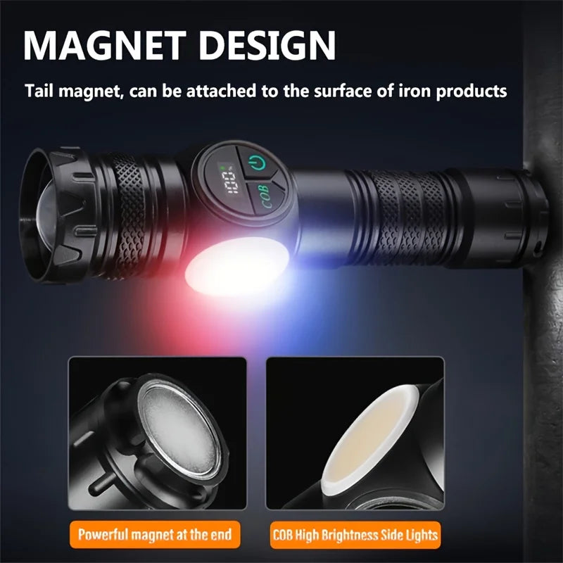 Mikenoon Rechargeable LED Tactical Flashlight | COB & Zoom