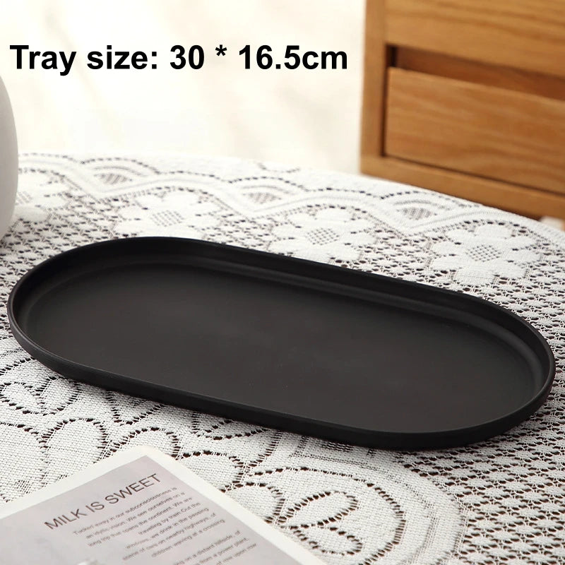 4Pcs Plastic Coffee Tray, Oval Food Serving Plate with Smooth Surface for Household Dessert Anti-fall Tray Afternoon Tea Oasis Select