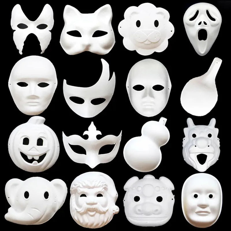 DIY Paper White Masks Create Artistic Craft From Theater And Halloween Costumes Party Masquerade Kids Painting Toy Oasis Select
