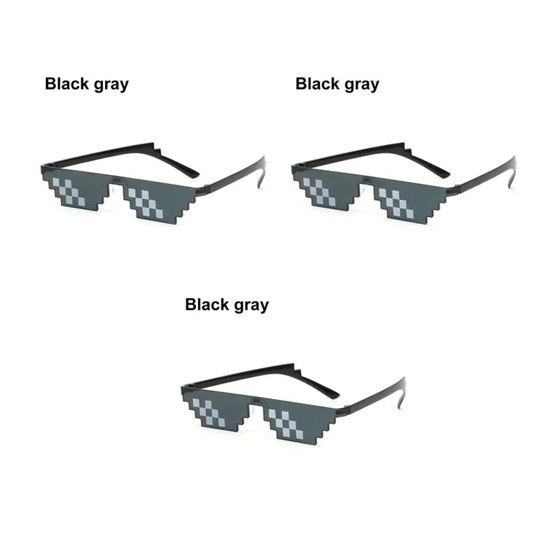 1/2/3pcs Mosaic Funny Party Glasses Festival Party Photo Props Anime Pixel Glasses Pixelated-Meme Decor Favor Funny Creative Oasis Select 3pcs Black