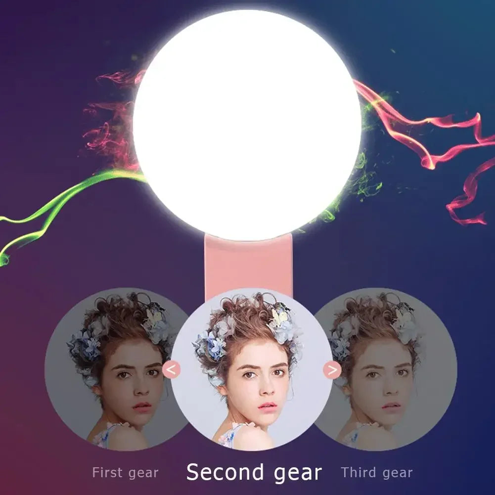 1PC Mobile Phone LED Selfie Ring Light Portable Mini Durable Practical Three Stop Dimming Circle Photography Clip Fill Light Oasis Select