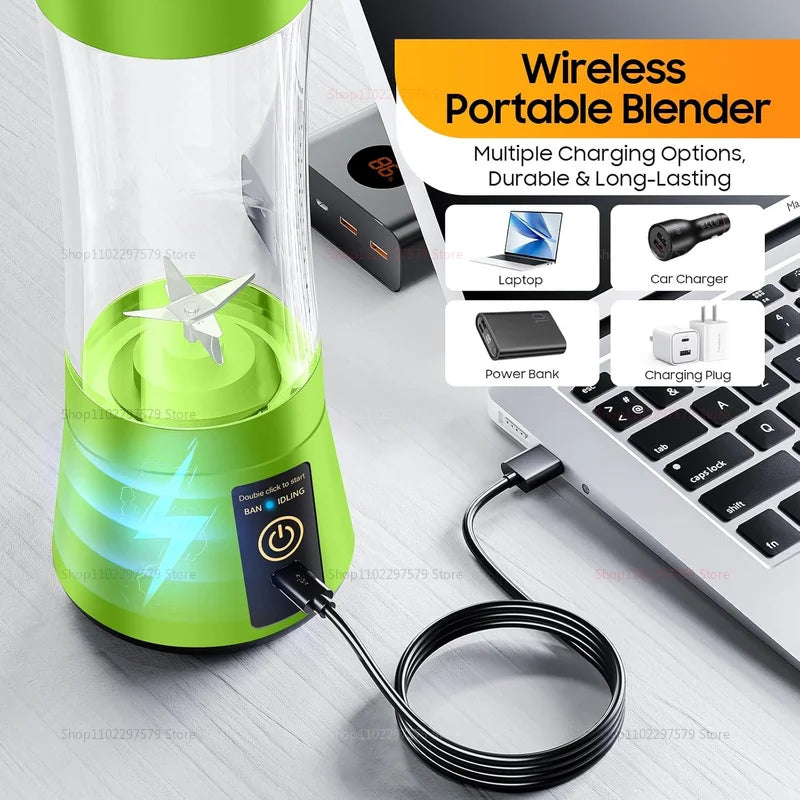 USB Rechargeable Portable Electric Juicer Blender 380ml Compact Kitchen Mini Juicer Smoothie Maker Fruit Food Processor Oasis Select