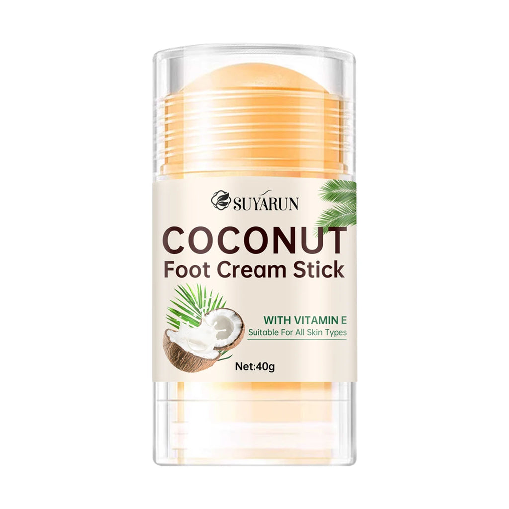 SUYARUN Coconut Foot Balm Stick for Cracked Heels Repair, Moisturizing Heel Care, Hydrating & Portable Dry Skin Treatment. Oasis Select 40g