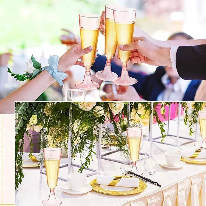 25pcs 150ml Disposable Cups Sparkling Champagne Bar Cups Plastic Champagne Flutes Clear Toasting Glasses for Weddings Party Oasis Select