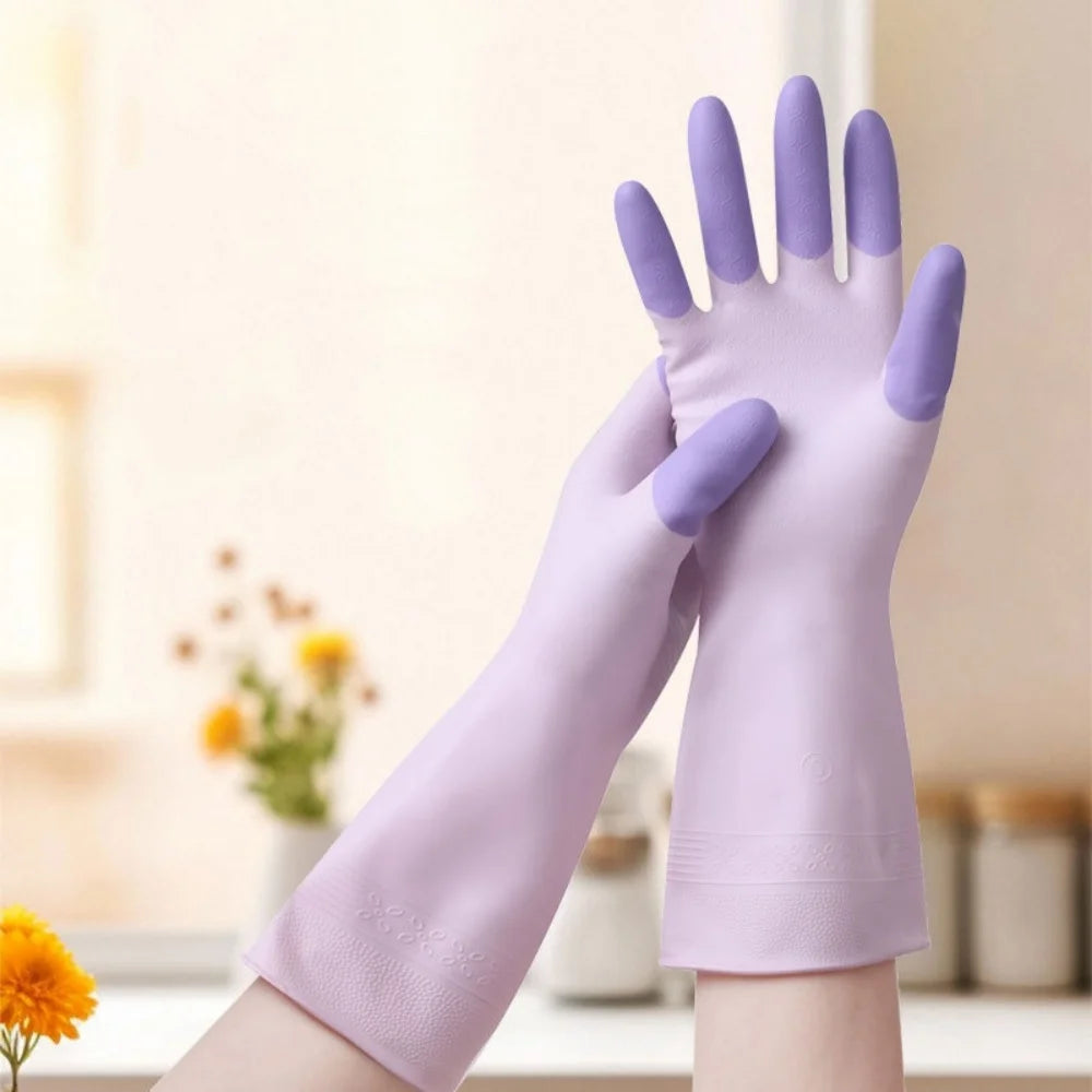 Household Dishwashing Gloves Women Washing Clothes Waterproof Wear Resistant Rubber Gloves Kitchen Cleaning Tools Tools Oasis Select