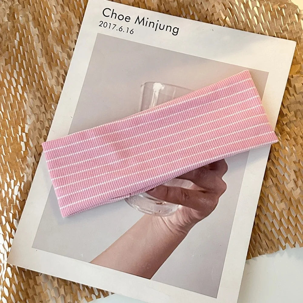 Fashion Y2K Stripes Headbands Elastic Sweat-absorbent Yoga Headband Women's Hairband Hair Accessories Oasis Select Pink