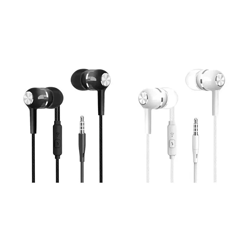 1/2/4pcs Mobile Wired Headphones Sport Earphone In Ear 3.5 Sport Earbuds Headset Mic Music Earphones for Phones Oasis Select White-Black