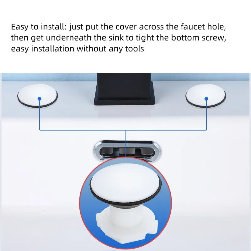 Kitchen Sink Hole Cover Tap Aperture Stopper Blanking Plug White Overflow Holes Drainage Sealed End Cap Bathroom Basin Accessory Oasis Select