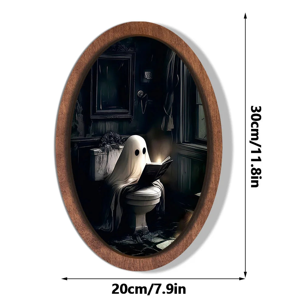 Halloween Ghost Wooden Photo Frame Painting Retro 3D Hanging Plaque Festival Decor Wall Sticker for Home Party Wall Decor Oasis Select MZ1174 Medium